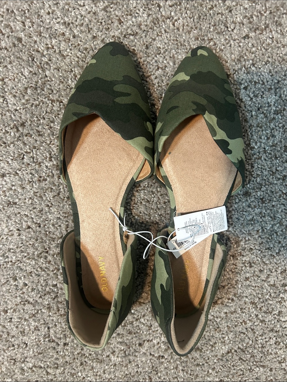 Camo Pointed Toe D'Orsay Flats - Women's Green Camouflage